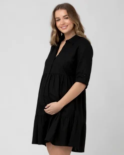 Adel Linen Dress Black