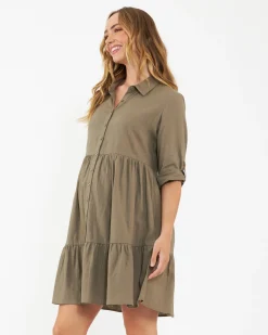 Adel Linen Dress Olive