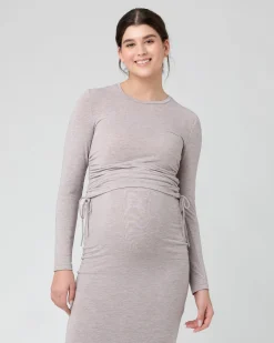 Amber Ruched Long Sleeve Top Sand