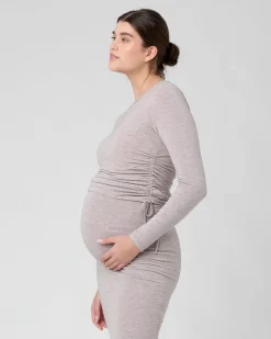 Amber Ruched Long Sleeve Top Sand