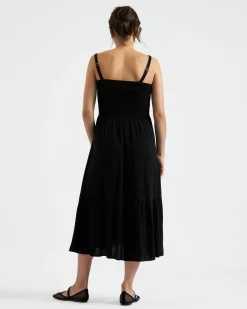 Blair Shirred Dress Black