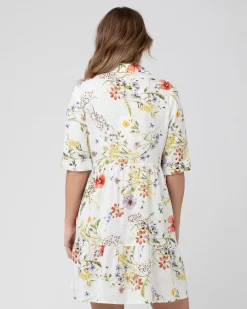 Bloom Button Through Dress  Natural