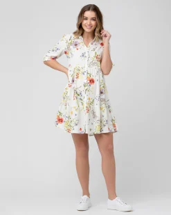 Bloom Button Through Dress  Natural
