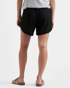 Byron Shirred Linen Short Black