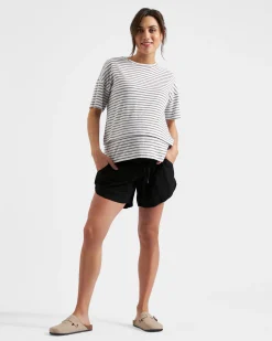 Byron Shirred Linen Short Black