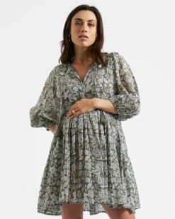 Cali Nursing Dress  Olive / White