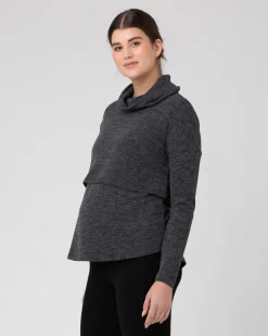 Cameron Roll Neck Nursing Top  Dark Charcoal