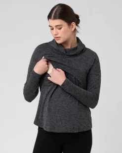 Cameron Roll Neck Nursing Top  Dark Charcoal