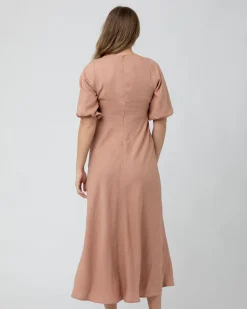 Camille Tie Front Linen Dress Clay