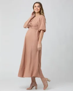Camille Tie Front Linen Dress Clay
