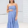 Capri Shirred Dress  White / Lapis