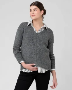 Cara Cable Nursing Knit  Dark Charcoal