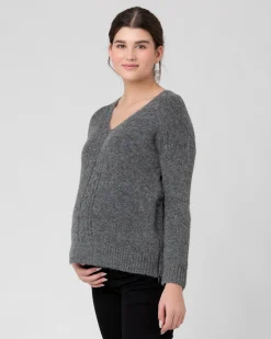 Cara Cable Nursing Knit  Dark Charcoal
