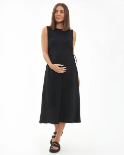 Carol Rib A-line Dress  Black