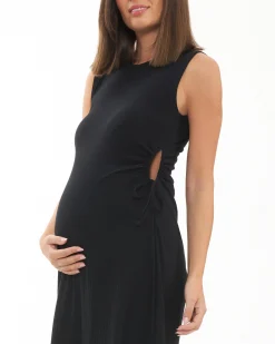 Carol Rib A-line Dress  Black