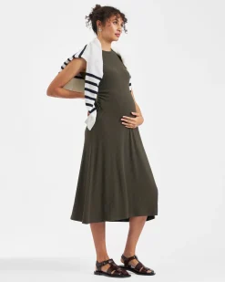 Carol Rib A-line Dress  Khaki