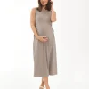 Carol Rib A-line Dress  Taupe