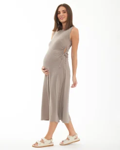 Carol Rib A-line Dress  Taupe