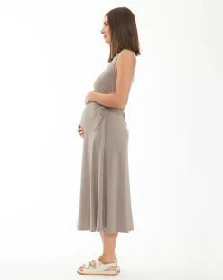 Carol Rib A-line Dress  Taupe