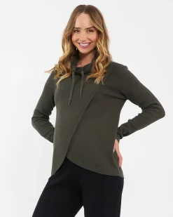 Cassie Cross Over Nursing Knit Khaki
