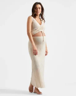 Charli Rib Knit Skirt  Stone