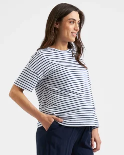 Claudette Nursing Tee  White / Ink