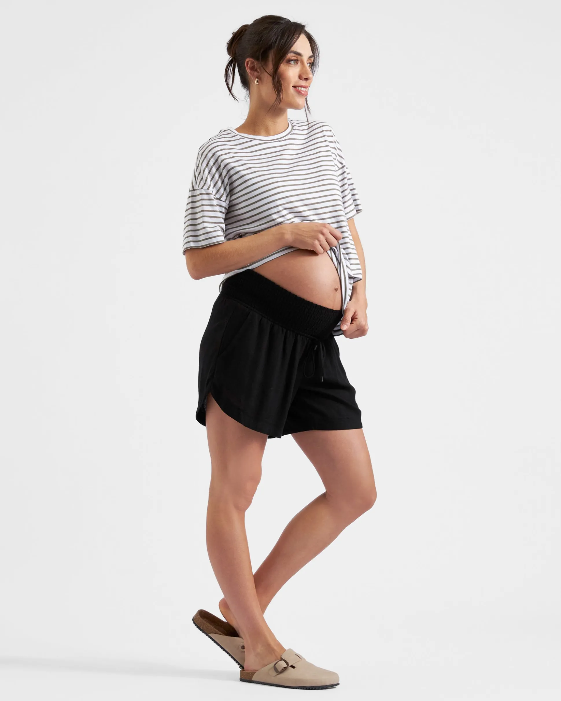 Claudette Nursing Tee White / Olive