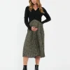 Cleo Pleat Skirt Khaki / Black