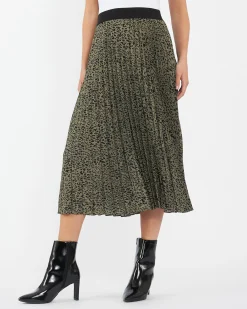 Cleo Pleat Skirt Khaki / Black