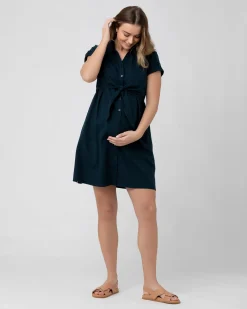 Colette Tie Up Linen Dress Biro