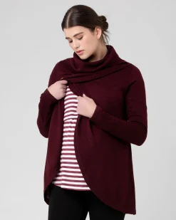 Cowl Neck Nursing Knit  Maroon