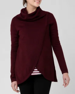 Cowl Neck Nursing Knit  Maroon