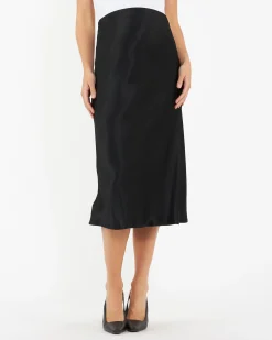 Crystal Satin Skirt Black