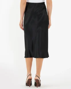 Crystal Satin Skirt Black
