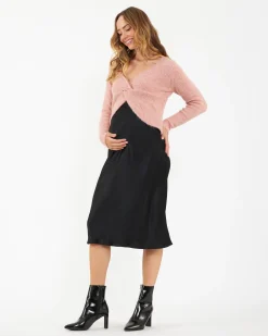 Crystal Satin Skirt Black