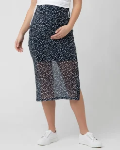 Ditsy Mesh Skirt  Navy / White