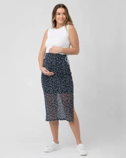 Ditsy Mesh Skirt  Navy / White