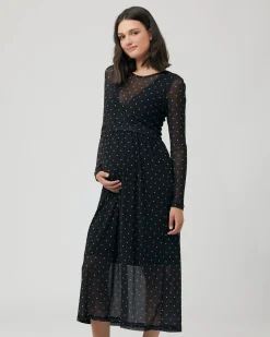 Dot Nursing Dress  Black
