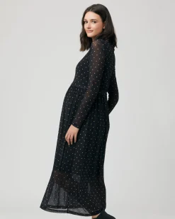 Dot Nursing Dress  Black