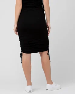 Edie Ruched Rib Skirt  Black