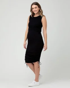 Edie Ruched Rib Skirt  Black