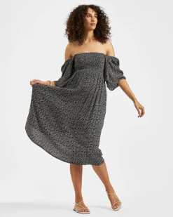 Emmy Shirred Dress Black / Natural
