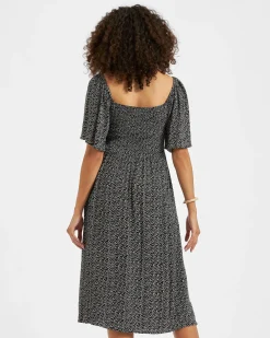 Emmy Shirred Dress Black / Natural