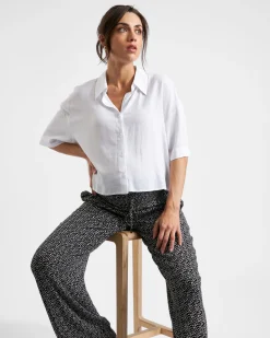 Emmy Shirred Pant Black / Natural