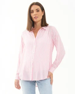 Emmy Stripe Shirt Bubble Gum / White