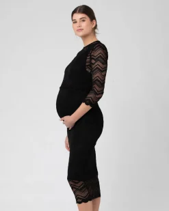Eve Lace Nursing Dress Black