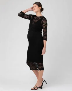 Eve Lace Nursing Dress Black