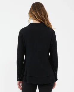 Evelyn Peplum Shirt  Black