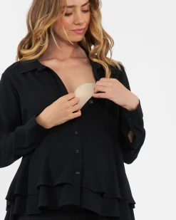 Evelyn Peplum Shirt  Black