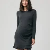 Evie Frill Hem Dress Charcoal Marle